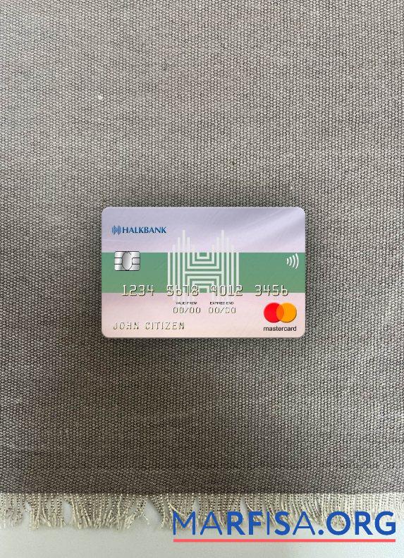 Blank Turkmenistan Halkbank mastercard photolook front download for verification